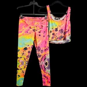 Vibrant Abstract Crop Top and Leggings Set